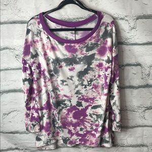Honeyme Purple and Gray Tie-Dye Top - Size M NWOT